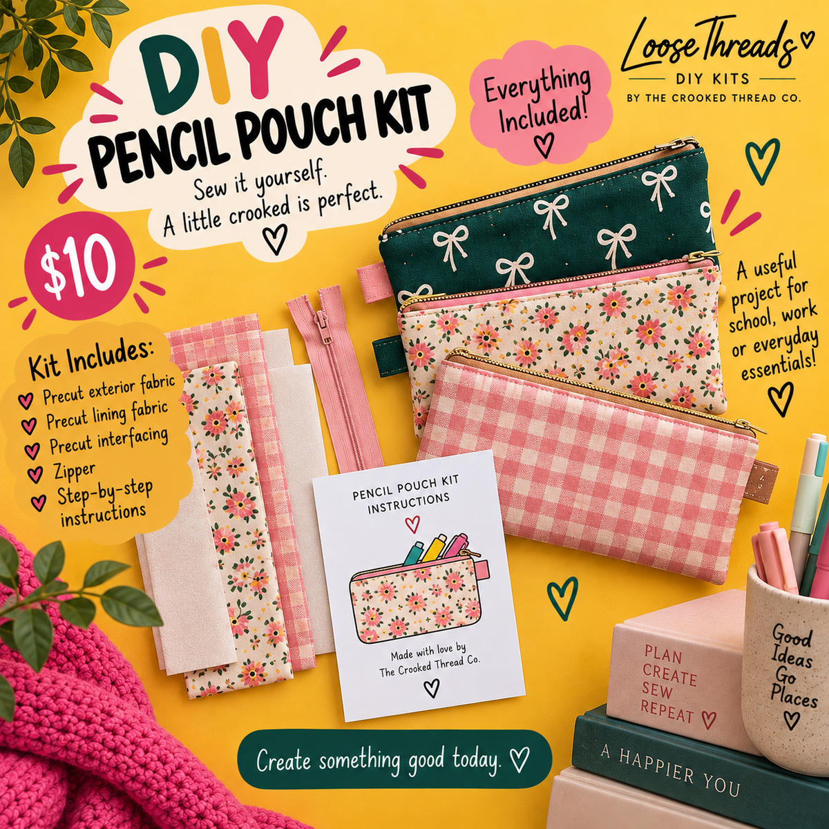 ✏️ Loose Threads DIY Pencil Pouch Kit