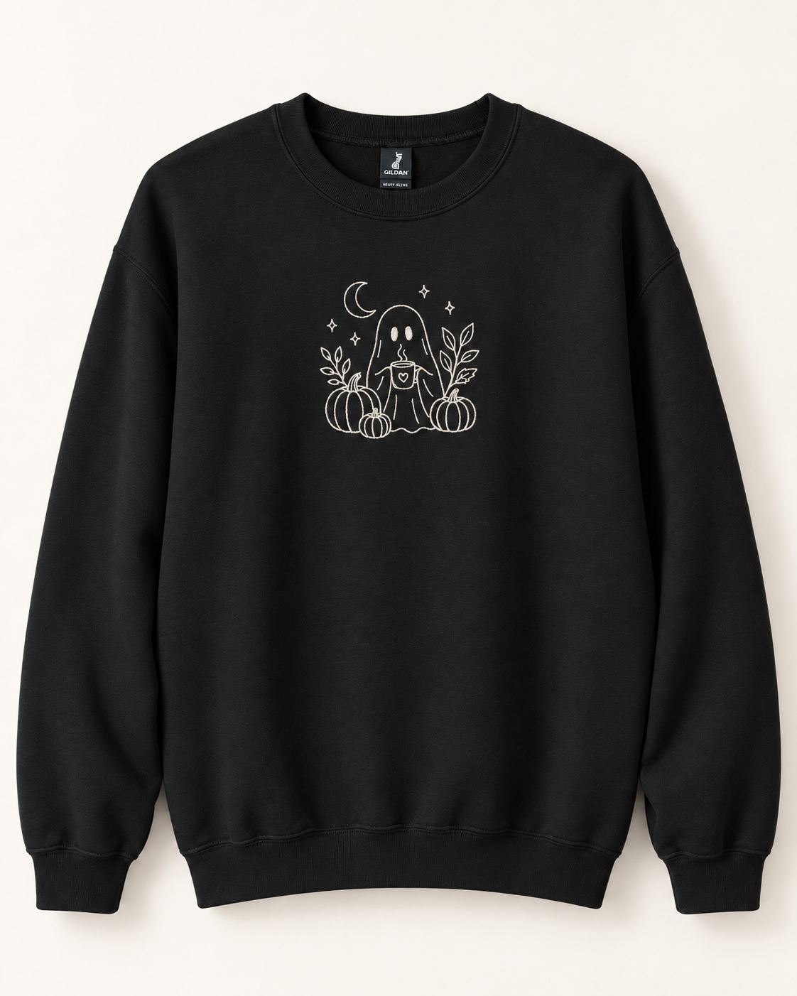 Cozy Ghost Embroidered Crewneck Sweatshirt