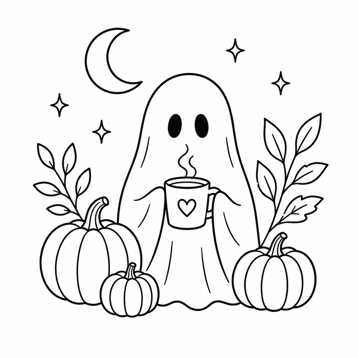 Fall Ghost Machine Embroidery Design | Pumpkin Coffee | PES DST JEF VP3