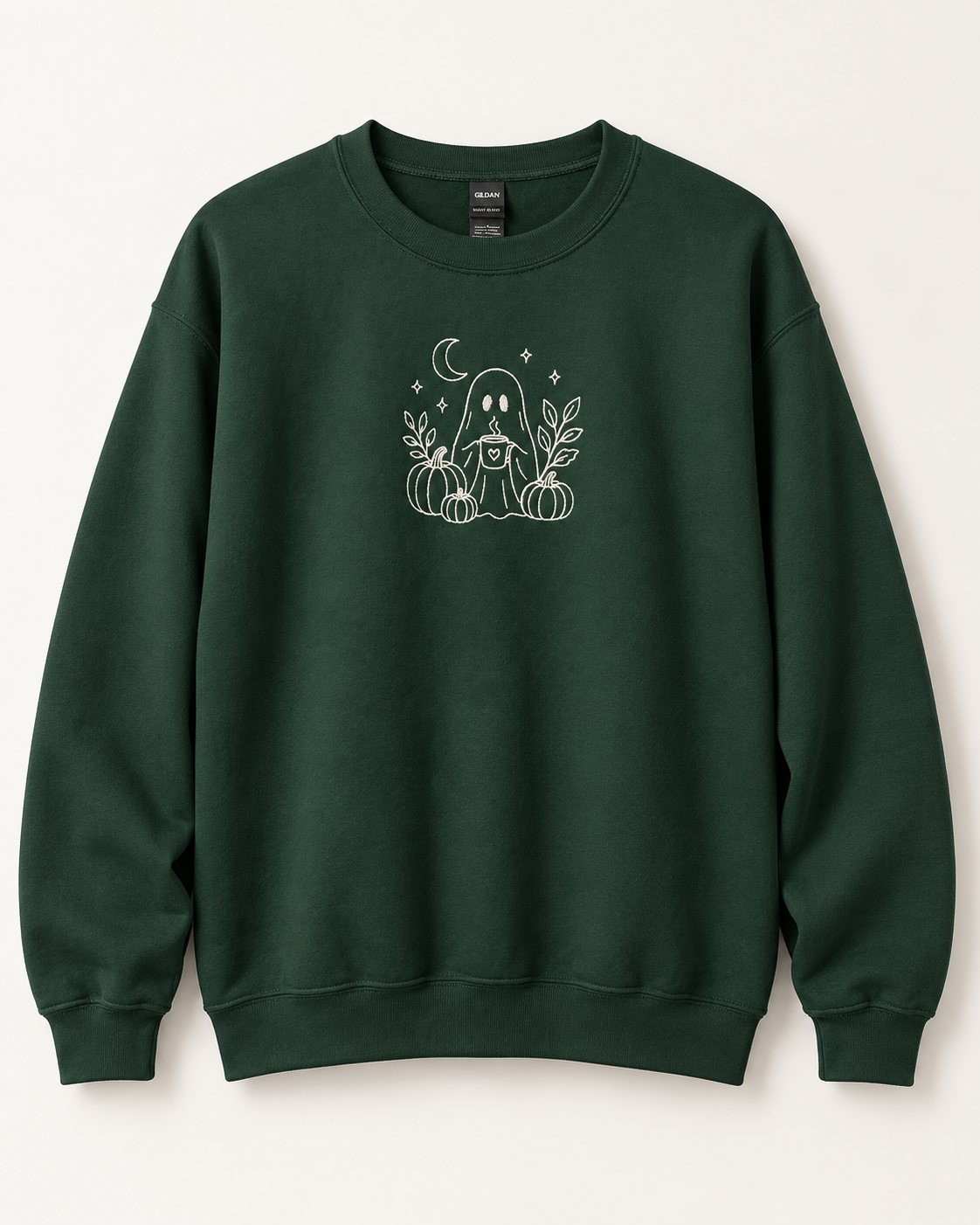 Cozy Ghost Embroidered Crewneck Sweatshirt