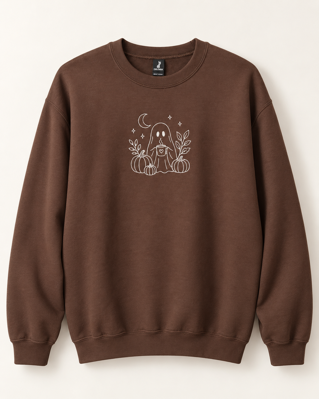 Cozy Ghost Embroidered Crewneck Sweatshirt