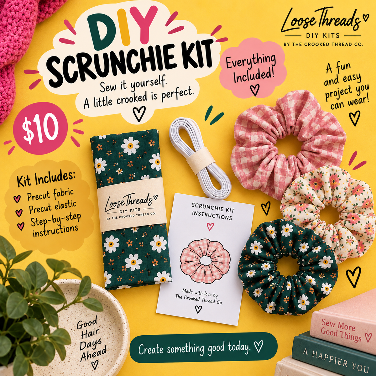 🧵 Loose Threads DIY Scrunchie Kit

Price: $10.00